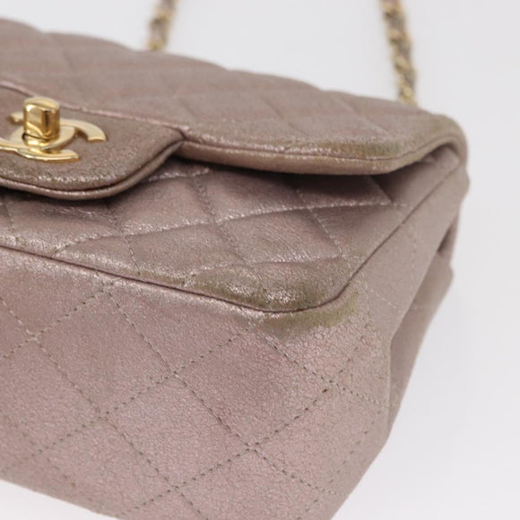 CHANEL Matelasse 17 Chain Shoulder Bag Leather Pink Gold CC Auth ka1227A