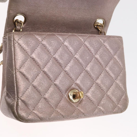 CHANEL Matelasse 17 Chain Shoulder Bag Leather Pink Gold CC Auth ka1227A