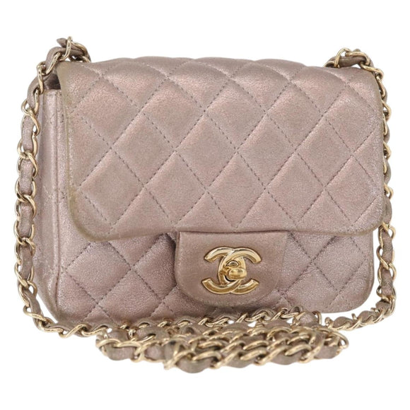 CHANEL Matelasse 17 Chain Shoulder Bag Leather Pink Gold CC Auth ka1227A