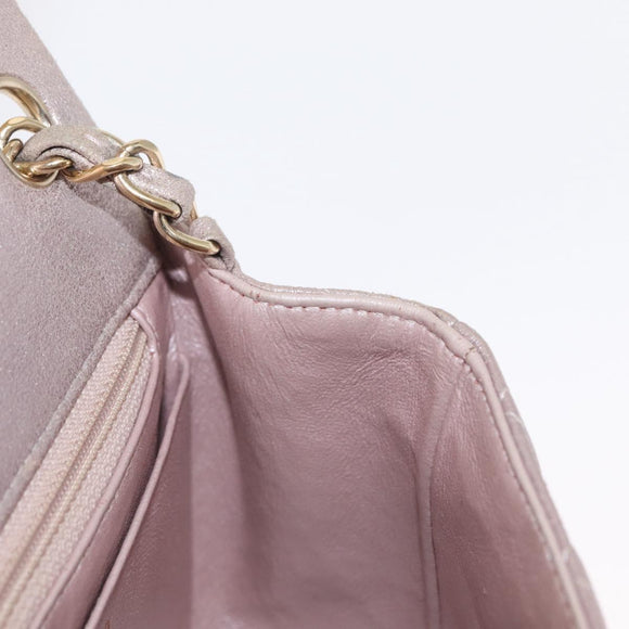 CHANEL Matelasse 17 Chain Shoulder Bag Leather Pink Gold CC Auth ka1227A