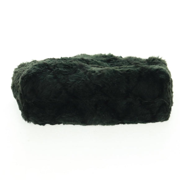 CHANEL Chain Tote Bag Leather Fur Green CC Auth ka1228