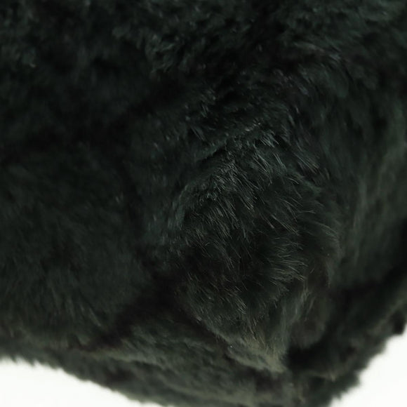 CHANEL Chain Tote Bag Leather Fur Green CC Auth ka1228