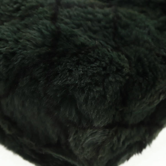 CHANEL Chain Tote Bag Leather Fur Green CC Auth ka1228