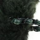 CHANEL Chain Tote Bag Leather Fur Green CC Auth ka1228-10