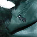 CHANEL Chain Tote Bag Leather Fur Green CC Auth ka1228-22