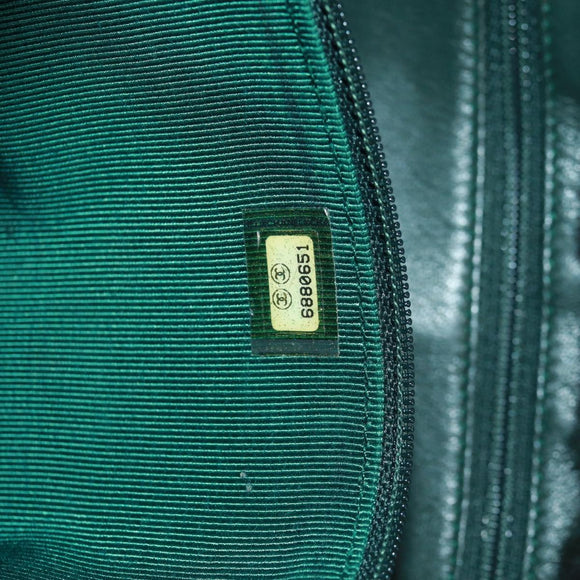 CHANEL Chain Tote Bag Leather Fur Green CC Auth ka1228