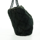 CHANEL Chain Tote Bag Leather Fur Green CC Auth ka1228-3