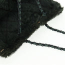 CHANEL Chain Tote Bag Leather Fur Green CC Auth ka1228-6