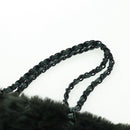 CHANEL Chain Tote Bag Leather Fur Green CC Auth ka1228-14