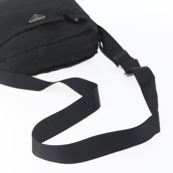 PRADA Shoulder Bag Nylon Black Silver Auth ka123