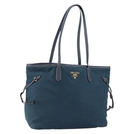 PRADA Tote Bag Nylon Navy Gold Auth ka1232