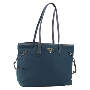 PRADA Tote Bag Nylon Navy Gold Auth ka1232