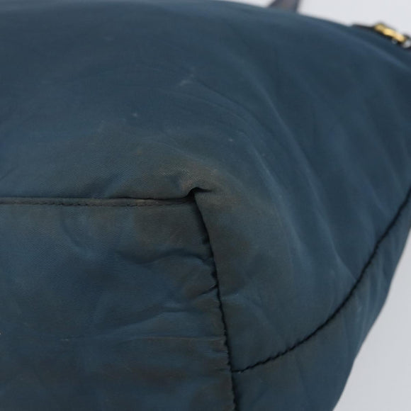 PRADA Tote Bag Nylon Navy Gold Auth ka1232