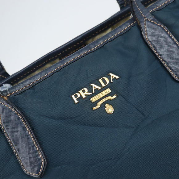 PRADA Tote Bag Nylon Navy Gold Auth ka1232