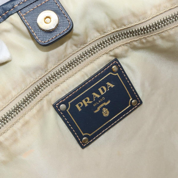 PRADA Tote Bag Nylon Navy Gold Auth ka1232