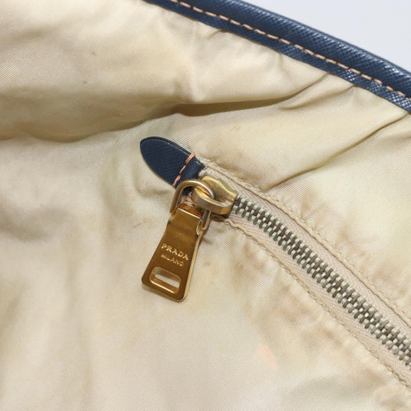 PRADA Tote Bag Nylon Navy Gold Auth ka1232