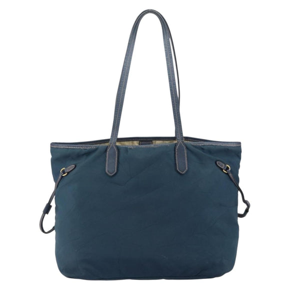 PRADA Tote Bag Nylon Navy Gold Auth ka1232