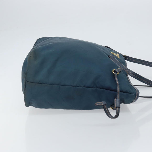 PRADA Tote Bag Nylon Navy Gold Auth ka1232