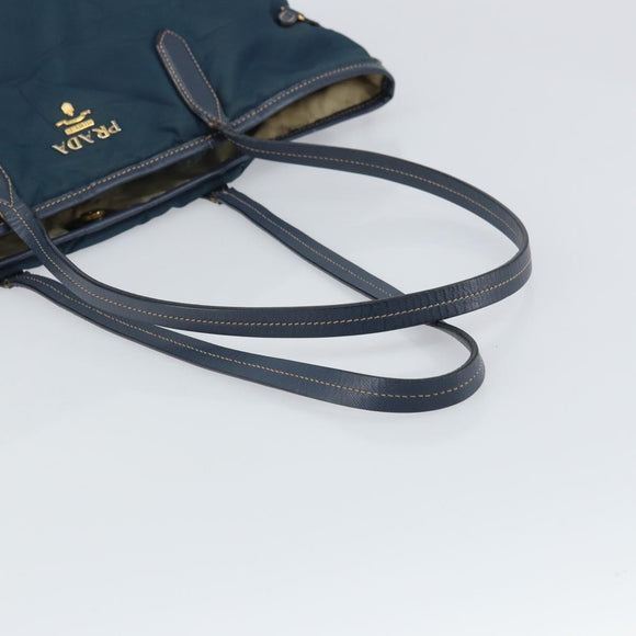 PRADA Tote Bag Nylon Navy Gold Auth ka1232