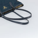 PRADA Tote Bag Nylon Navy Gold Auth ka1232-7