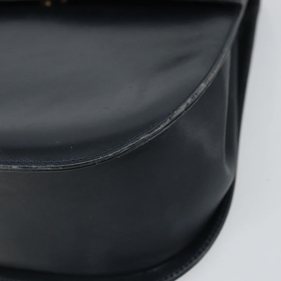 Salvatore Ferragamo Shoulder Bag Leather Navy Gold Auth ka1235