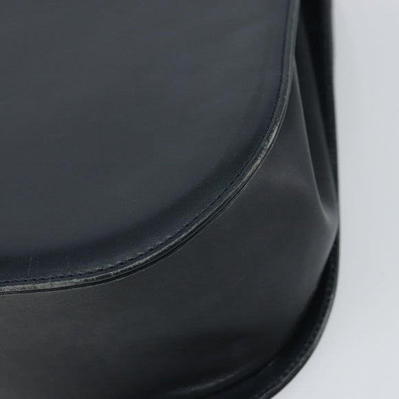 Salvatore Ferragamo Shoulder Bag Leather Navy Gold Auth ka1235