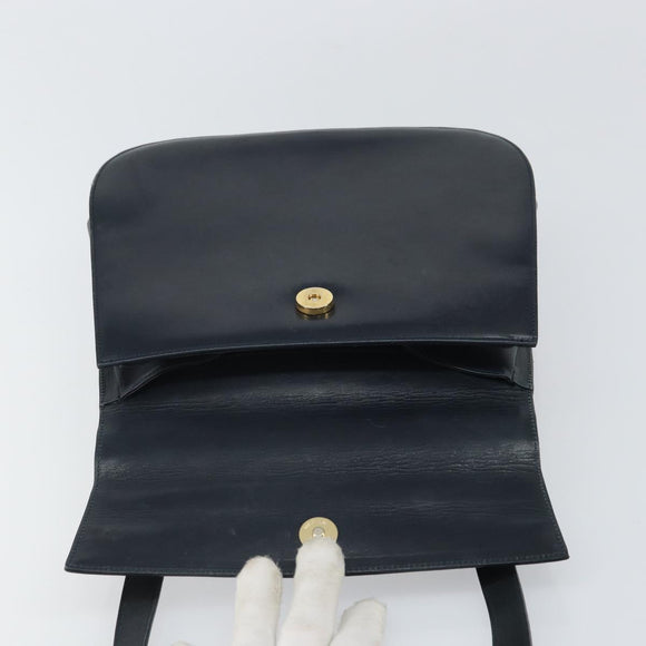 Salvatore Ferragamo Shoulder Bag Leather Navy Gold Auth ka1235