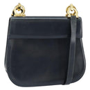 Salvatore Ferragamo Shoulder Bag Leather Navy Gold Auth ka1235-1