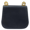 Salvatore Ferragamo Shoulder Bag Leather Navy Gold Auth ka1235-2