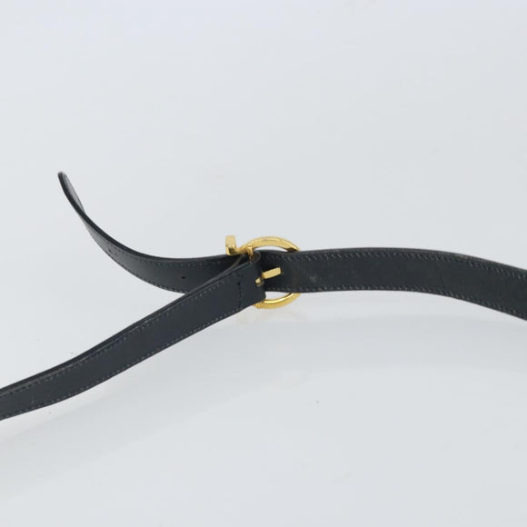 Salvatore Ferragamo Shoulder Bag Leather Navy Gold Auth ka1235