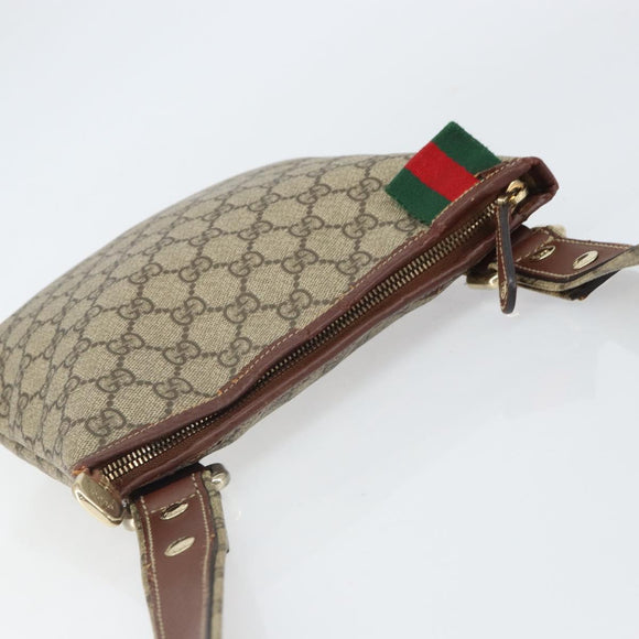 GUCCI GG Supreme Web Sherry Line Shoulder Bag PVC Beige Gold 246413 Auth ka1238