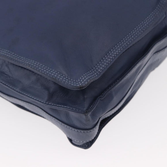 LOEWE Anagram Shoulder Bag Leather Blue Gold Auth ka124