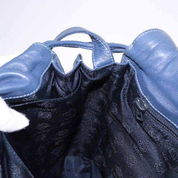 LOEWE Anagram Shoulder Bag Leather Blue Gold Auth ka124