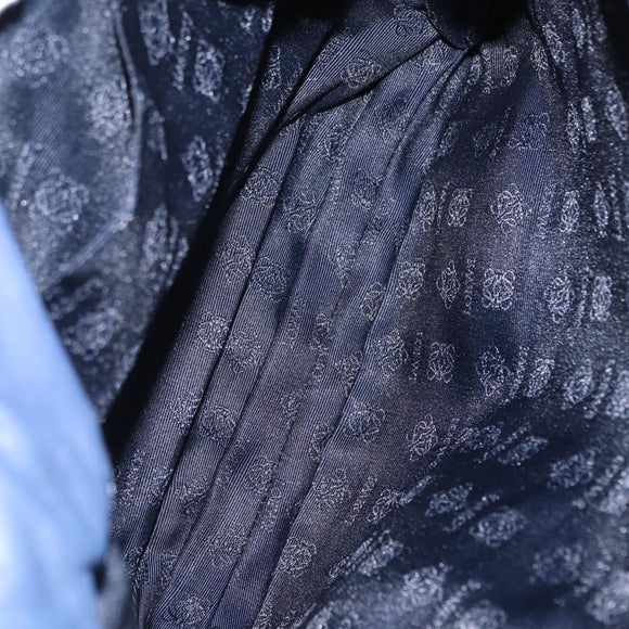 LOEWE Anagram Shoulder Bag Leather Blue Gold Auth ka124