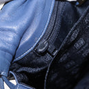 LOEWE Anagram Shoulder Bag Leather Blue Gold Auth ka124-24