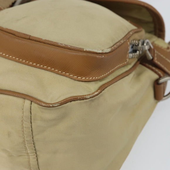 PRADA Shoulder Bag Nylon Beige Silver Auth ka1242
