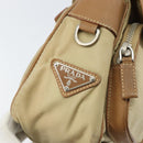 PRADA Shoulder Bag Nylon Beige Silver Auth ka1242-18