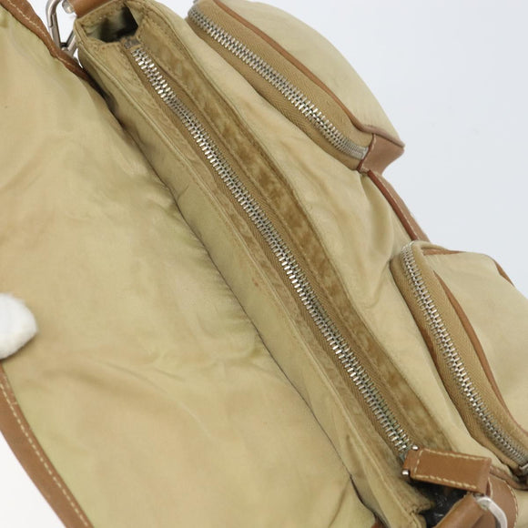 PRADA Shoulder Bag Nylon Beige Silver Auth ka1242