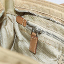 PRADA Shoulder Bag Nylon Beige Silver Auth ka1242-24