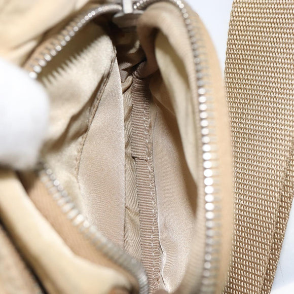 PRADA Shoulder Bag Nylon Beige Silver Auth ka1242
