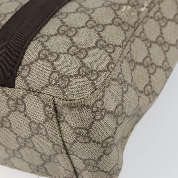 GUCCI GG Supreme Tote Bag PVC Beige Silver 141976 Auth ka1243