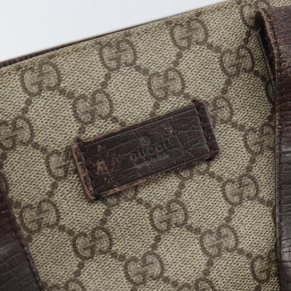 GUCCI GG Supreme Tote Bag PVC Beige Silver 141976 Auth ka1243