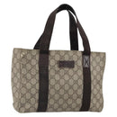 GUCCI GG Supreme Tote Bag PVC Beige Silver 141976 Auth ka1243-1