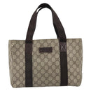 GUCCI GG Supreme Tote Bag PVC Beige Silver 141976 Auth ka1243-13