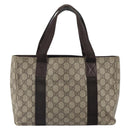 GUCCI GG Supreme Tote Bag PVC Beige Silver 141976 Auth ka1243-2