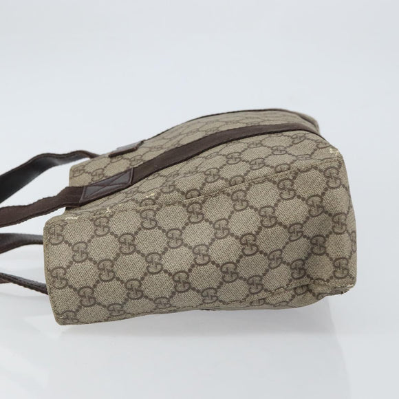 GUCCI GG Supreme Tote Bag PVC Beige Silver 141976 Auth ka1243