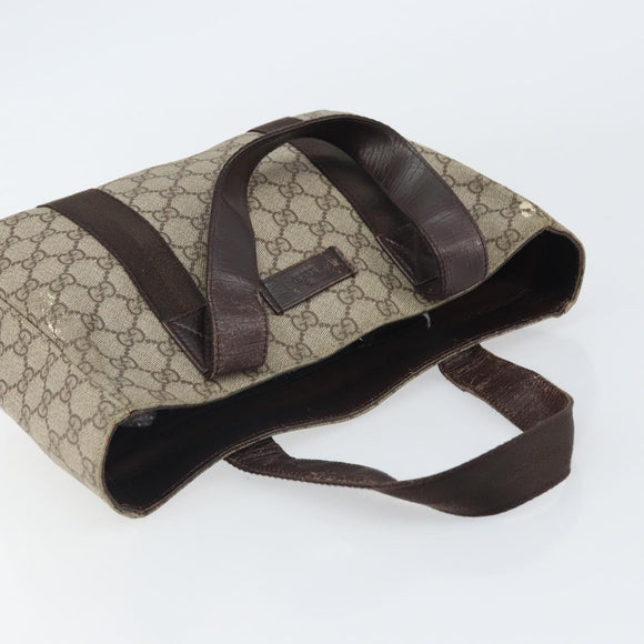 GUCCI GG Supreme Tote Bag PVC Beige Silver 141976 Auth ka1243