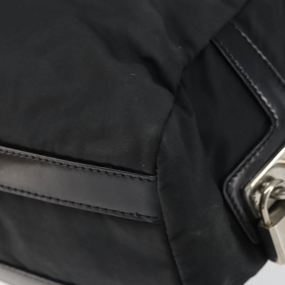 PRADA Hand Bag Nylon Black Silver Auth ka1246
