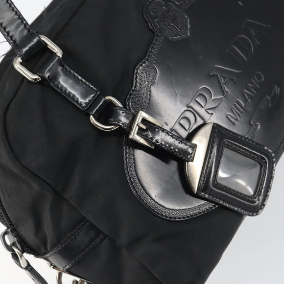 PRADA Hand Bag Nylon Black Silver Auth ka1246