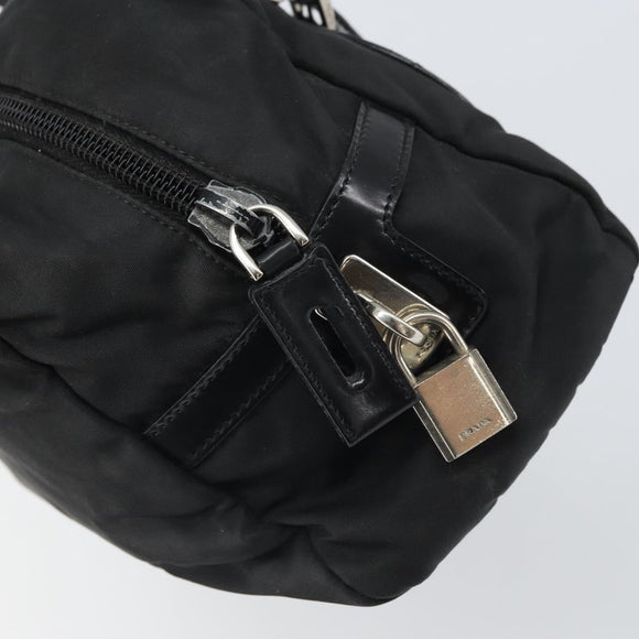 PRADA Hand Bag Nylon Black Silver Auth ka1246